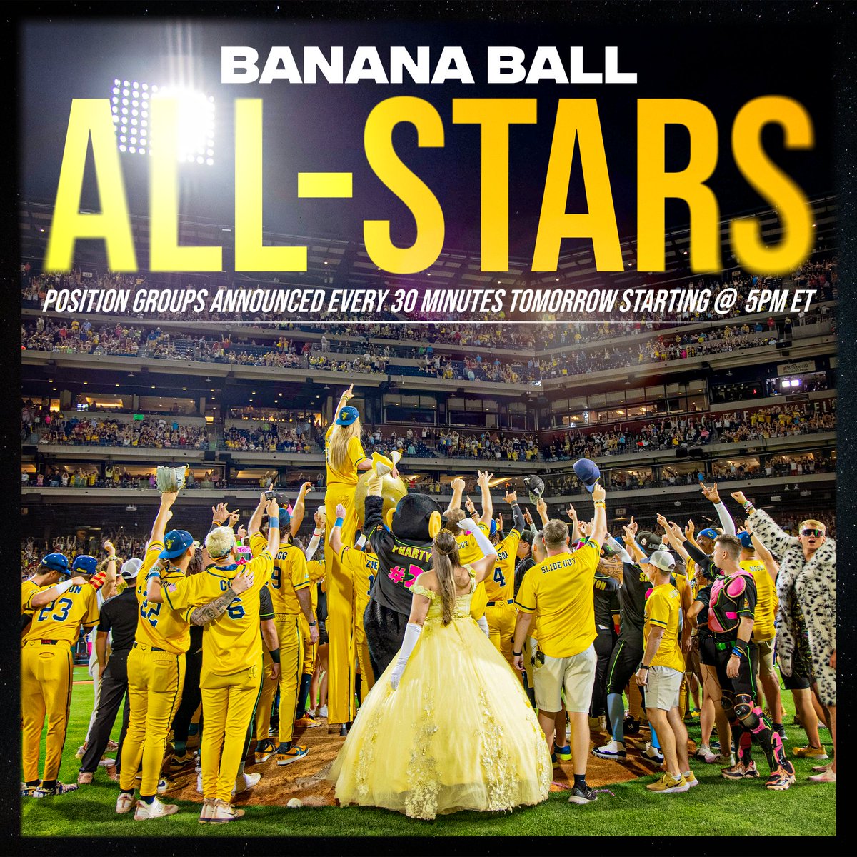 BananaBall_'s tweet photo. Tune in tomorrow to see which players were voted as the first-ever Banana Ball All-Stars ✨ https://t.co/r8XTZmmtDl