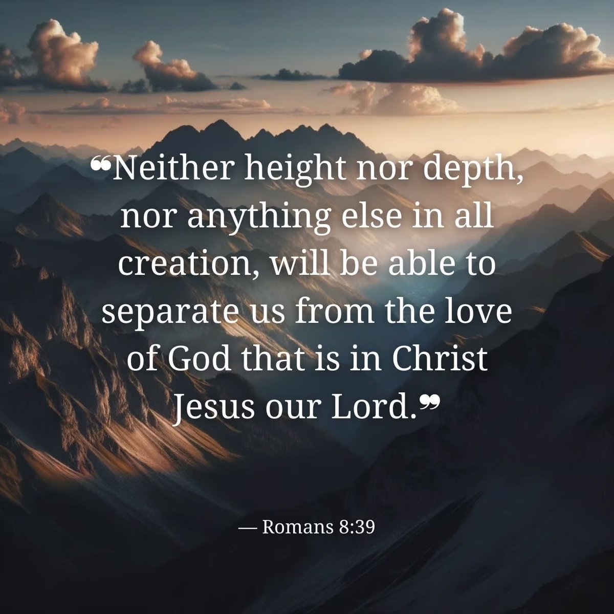 Michael08915535's tweet image. Nothing can stand between us and the love of God, no matter how high or low we go. His love in Christ is unshakable and eternal. #UnconditionalLove #FaithfulGod #Romans839 #ChristOurHope #GraceForever