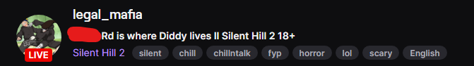 HadesOrso92's tweet photo. @Twitch A user by the name of Legal_Mafia is currently doxing my friend's mother by using her address as his stream title! https://t.co/u9t8WBEaFJ