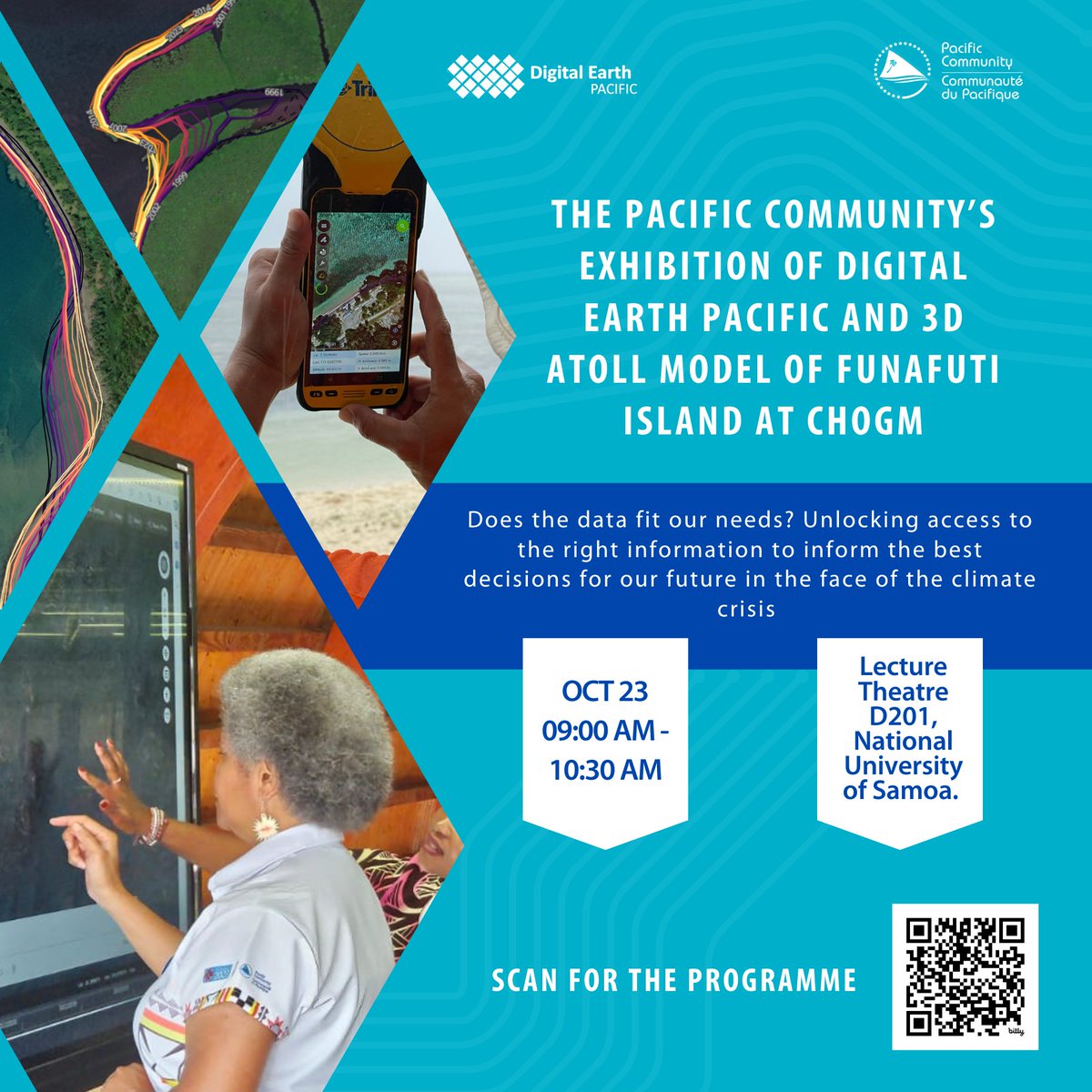 Pacific Community (@spc_cps) on Twitter photo Meet us at #CHOGM 2024 in #Apia for SPC's exhibition of #DEP and the 3D Atoll Model of #Funafuti Island.
📅 Wednesday 23 October
🕘 09:00 to 10:30
📍 Lecture Theatre D201, National University of #Samoa.
📑Programme info: bit.ly/4hbN5Hg
<a href="/DEarthPacific/">Digital Earth Pacific</a> Meet us at #CHOGM 2024 in #Apia for SPC's exhibition of #DEP and the 3D Atoll Model of #Funafuti Island.
📅 Wednesday 23 October
🕘 09:00 to 10:30
📍 Lecture Theatre D201, National University of #Samoa.
📑Programme info: bit.ly/4hbN5Hg
<a href="/DEarthPacific/">Digital Earth Pacific</a>
