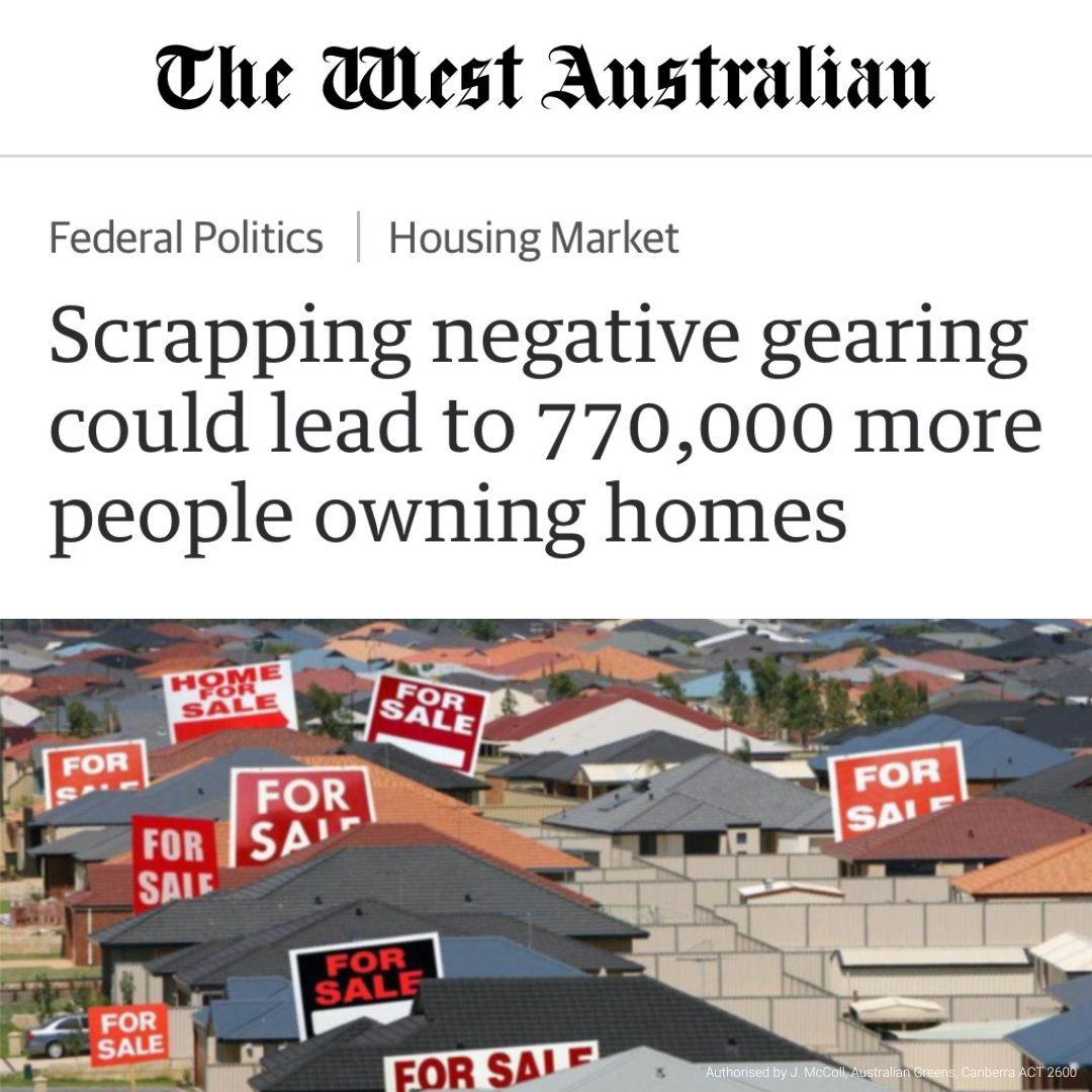 770,000 - that’s how many renters could become homeowners if Labor finally agreed to work with the Greens to pass even modest 2019 style changes to negative gearing and the capital gains tax discount, the big tax handouts to property investors.