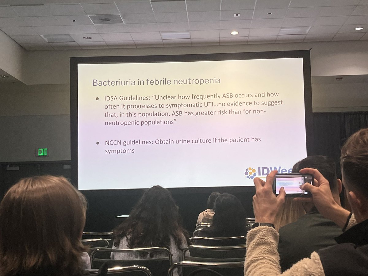 Bryan White (@bryan_p_white) on Twitter photo Asymptomatic bacteruria. The bane of stewardship existence. No need to treat in neutropenic patients. #IDWeek2024 Asymptomatic bacteruria. The bane of stewardship existence. No need to treat in neutropenic patients. #IDWeek2024