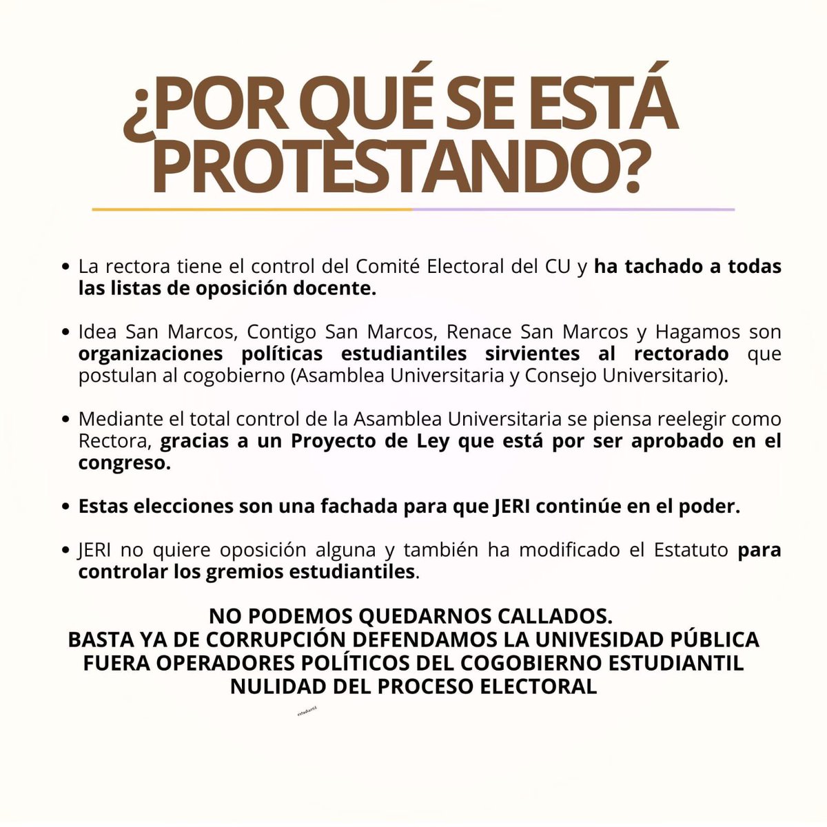 Epicentro_TV's tweet photo. 🚨 Atención: crítica situación en la Universidad de San Marcos. Estudiantes tomaron la sede de la Universidad en protesta por las irregularidades en el proceso para elegir a las autoridades universitarias. Denuncian manipulación del proceso por parte de la rectora Jerí  Ramón. Las listas de oposición han sido sacadas de carrera, como hemos contado  aquí en Epicentro.