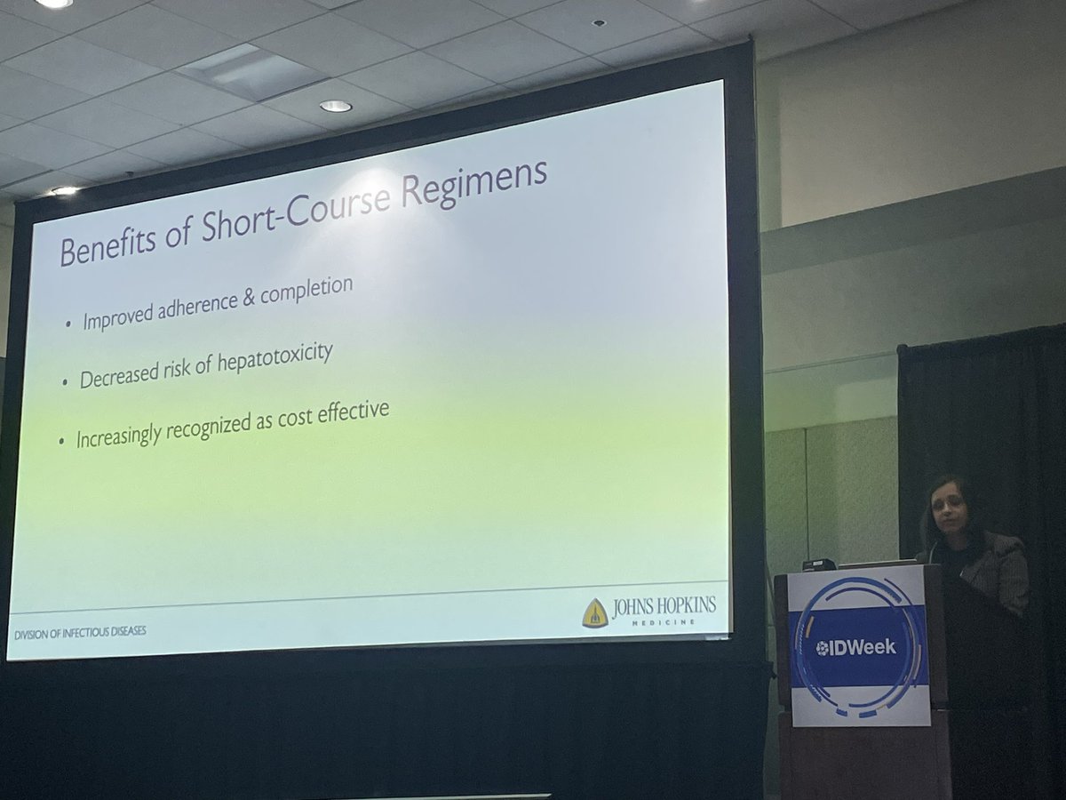 ChidaNatasha's tweet image. Important talk at @IDWeekmtg 2024 by Osler alum and current @OslerResidency APD @sonyakrishnan on short course TB preventative regimens #Oslerpride