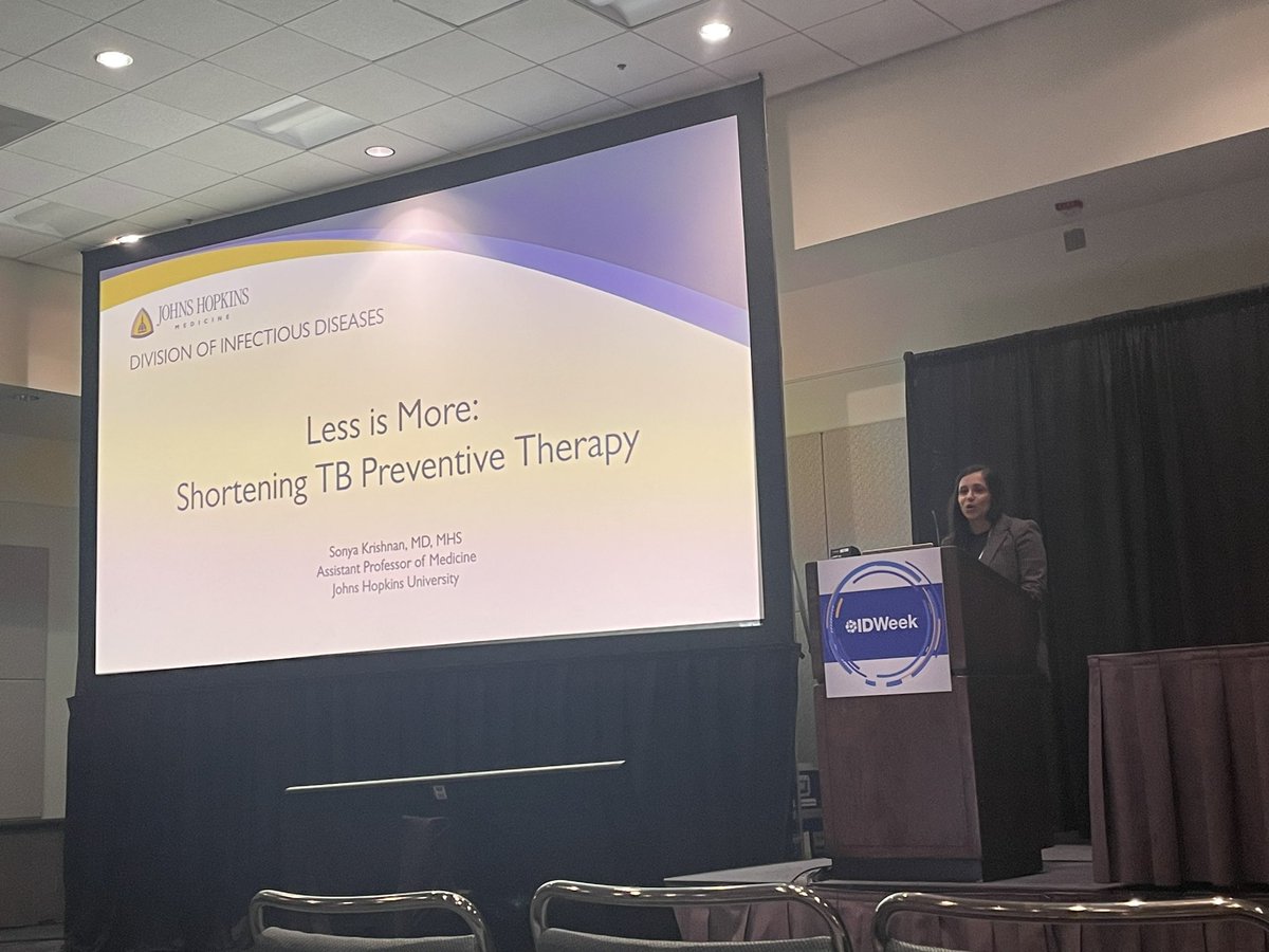 ChidaNatasha's tweet image. Important talk at @IDWeekmtg 2024 by Osler alum and current @OslerResidency APD @sonyakrishnan on short course TB preventative regimens #Oslerpride