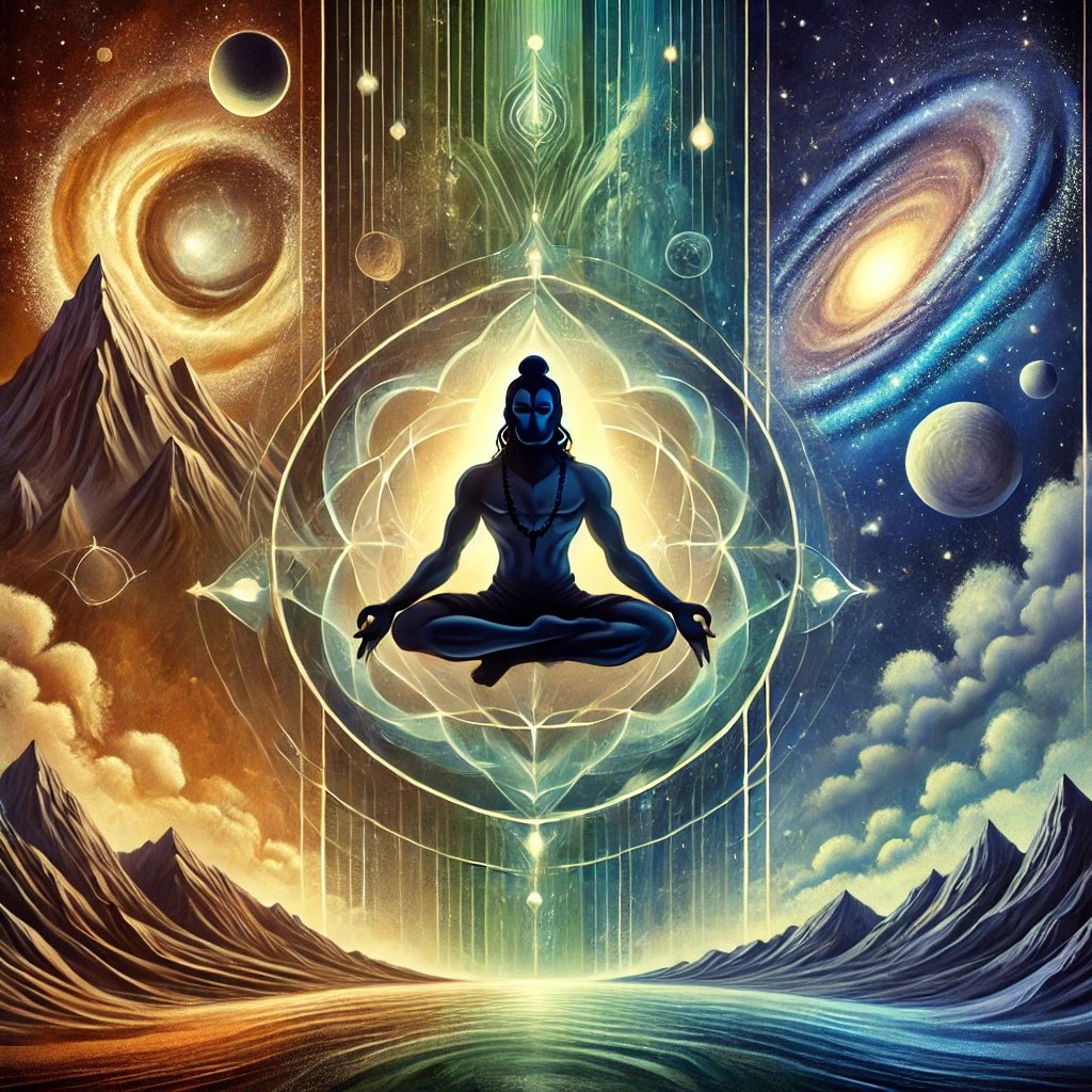 gunish's tweet photo. AI’s interpretation of Hanuman’s meditation in the Three Planes of Consciousness! https://t.co/x9FxTyghrC