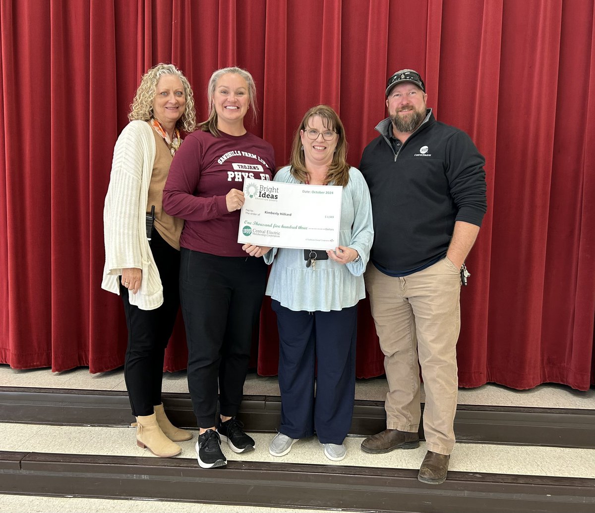 sfltrojans's tweet photo. Mrs. Hilliard and Coach Smith were awarded a Bright Ideas grant today for $1500 from Central Electric! We are excited for their P3 Repeat idea and can't wait for it to begin! #brightideas #enjoytheride https://t.co/QnREOvbxO1
