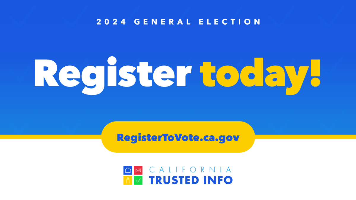 CASOSVote's tweet photo. The last day to register to #vote online is October 21st. Check your registration status at https://t.co/t4XpQi2U9p. #CATrustedInfo2024 #VoteCalifornia #GeneralElection2024 #VoteCA #CaliforniaSOS #ShirleyNWeberPhD @nass_org @CalCities @CSAC_Counties https://t.co/Xd9bYC3j5G