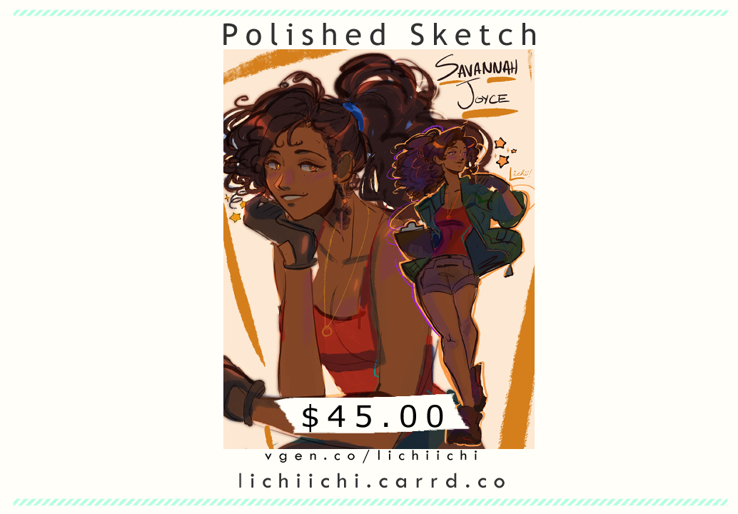Lichiichi's tweet photo. One more commission option, coming soon to VGen!  Character Sampler, or Polished SketchPage.  I'll put in more details on my carrd and post as a service on VGen. :]  $45.00 sounds about right to me, but can be flexible with the price.  Keep it in your tabs! ;] https://t.co/mkOvl8ROSk