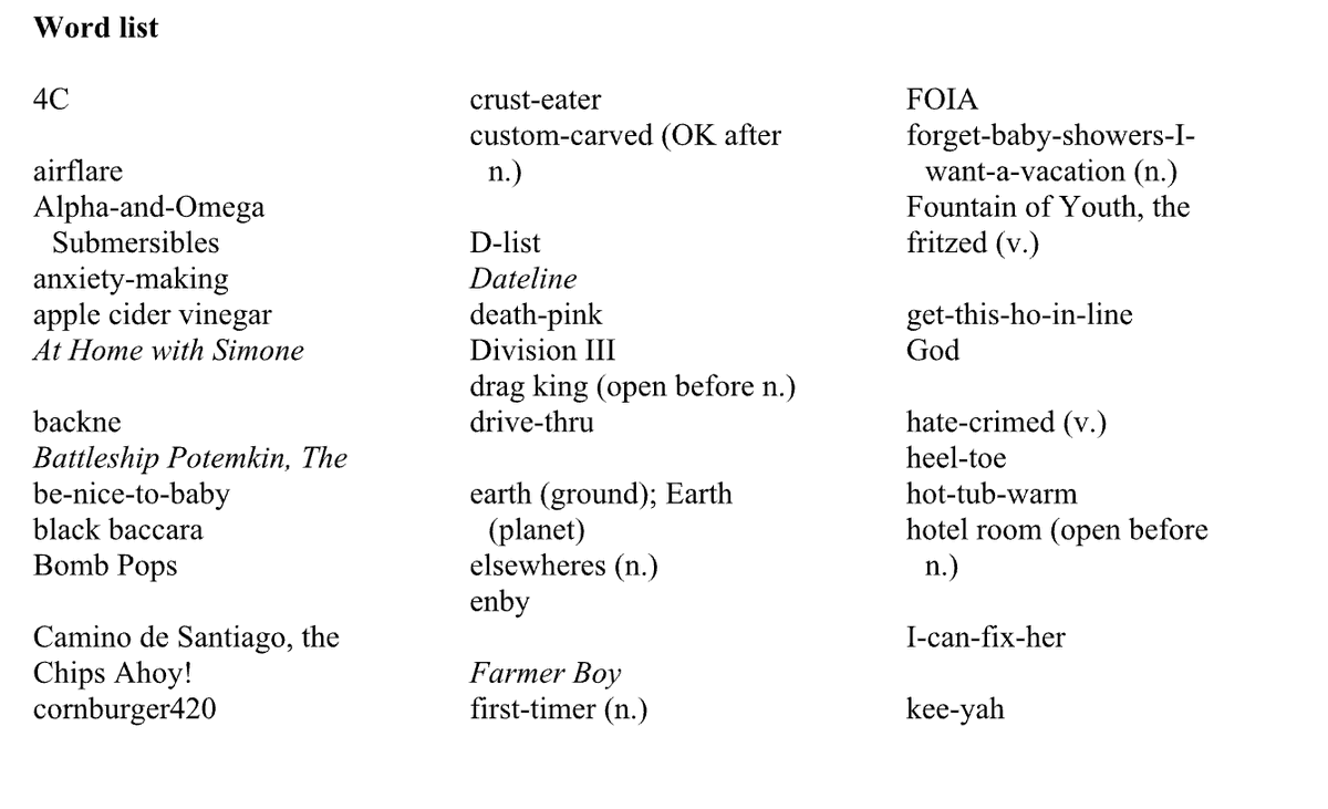 this is a small part of the style guide for my third book