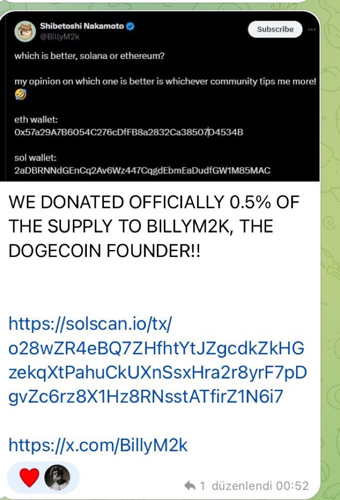 <a href="/BillyM2k/">Shibetoshi Nakamoto</a> Sol #kabosu 

Wen cex listing 
Billy you have  %0.5 supply Based

92EcDYWSA9YRhtmPWzUFqPyzDfkjF7AkF8AxVJt5LXYM