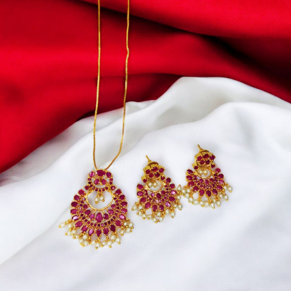 SupremeKollam's tweet photo. Stunning Gold Plated Ruby Pendant Set for Women. Perfect for any occasion! Buy Online: https://t.co/RsjdgrmqDO #kollamsupreme #RubyJewelry #GiftForHer #GoldPlatedJewelry #JewelryForWomen #ElegantJewelry #FashionAccessories #HandcraftedJewelry #JewelryLovers #rubypendantset https://t.co/zMRf1ZBWSV