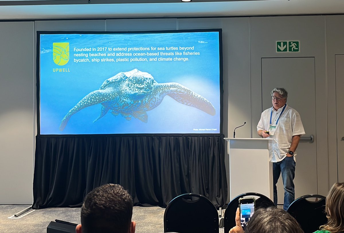 sarahbedolfe's tweet photo. Great to hear George Shillinger (@UpwellTurtles ) on the importance of satellite tagging, novel scientific approaches, and transboundary policy measures to protect the highly endangered  leatherback sea turtle #IMCC7 https://t.co/qH90L91pKN