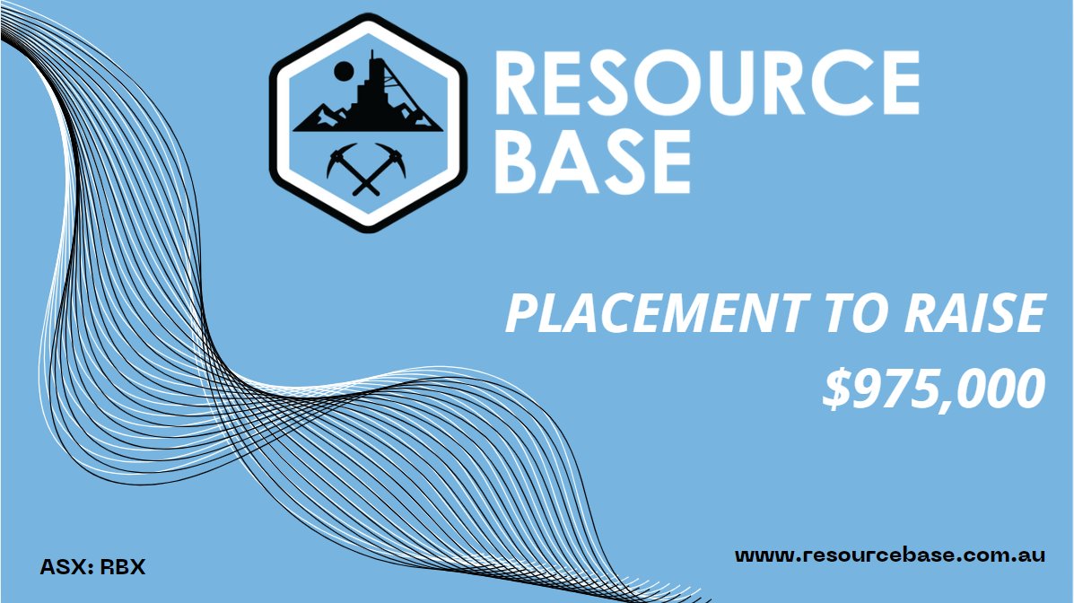 ResourceBaseLtd's tweet photo. We have received firm commitments to raise $975,000 through a two-tranche share placement to new &amp; existing sophisticated &amp; professional investors. 

🗞️Read the full ASX announcement here:  https://t.co/jus0SdGSxa

$RBX  #Resourcebase #lithium #ASXnews https://t.co/Slm1rBdmAJ