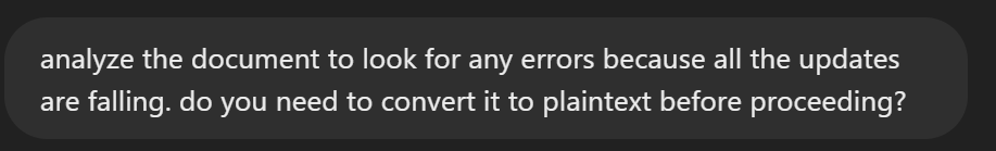 jongallant's tweet image. Try this prompt if ChatGPT/Canvas continues to error when updating a doc....