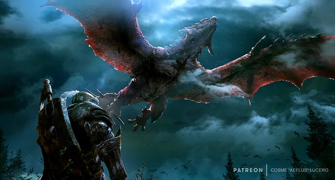Hunters facing monsters have been some of my favorite peices I've made. #fanart #monsterhunter #mhart 