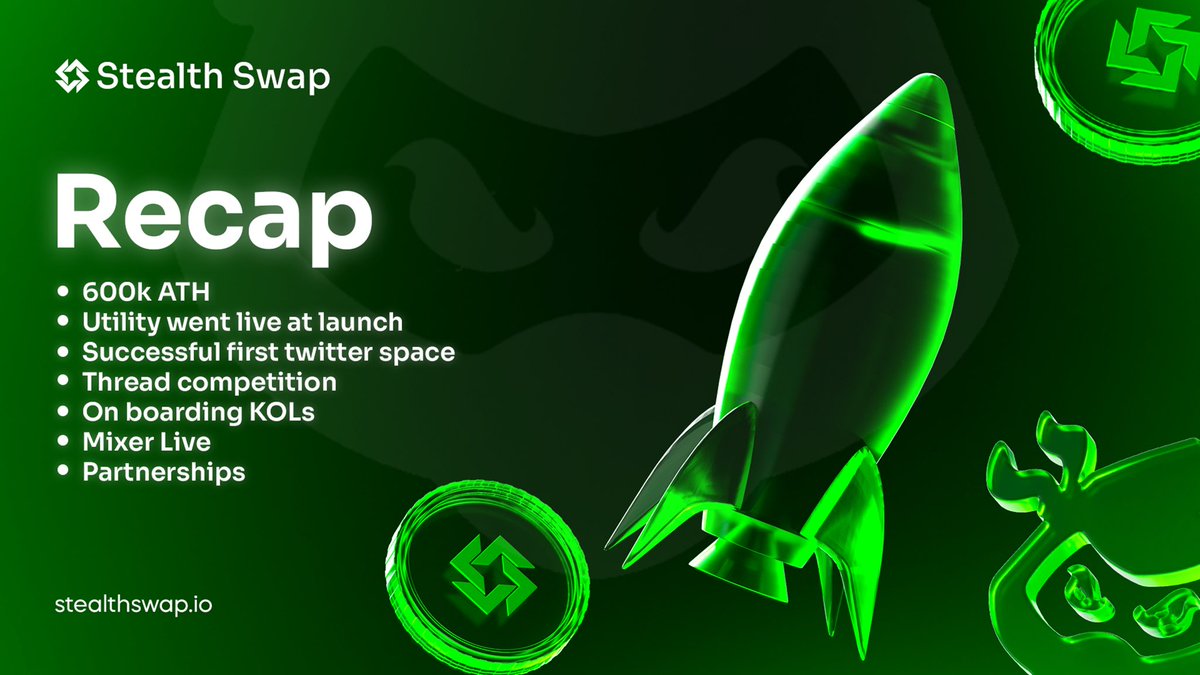 Check out most of the $STLTH accomplishments! 

It’s been almost a month since our launch, and we’re just getting started. 

Stay tuned for more exciting partnerships ahead!