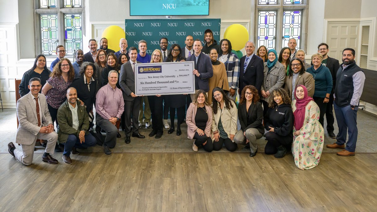keanjerseycity's tweet photo. Major news announced this week! NJCU has been selected to receive up to $3 million in federal funding from the 🇺🇲 U.S. Department of Education under its Fiscal Year 2024 grants to support the Promoting Postbaccalaureate Opportunities for Hispanic Americans Program (PPOHA).

The grant funding was announced on October 15, 2024 during a check presentation ceremony on campus as Congressman Rob Menendez (@RobMenendez4NJ) and Congresswoman LaMonica McIver joined NJCU Interim President Andrés Acebo @NJCUPresident) and other academic leaders. The grant submission was authored by Dr. Muriel K. Rand.

Read about the investment in NJCU in NJCU News:
🗞️🗞️ https://t.co/4of0MxxQKD

#HigherEducation #HigherEd #HSI #Hispanic #Postbaccalaureate