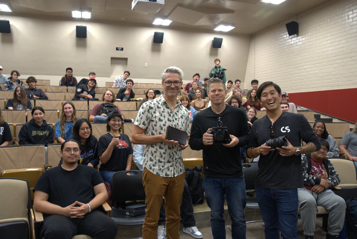 #Tbt to earlier this month when Creative Solutions hosted a panel and camera demo with our Cinematic Arts students! Thank you Creative Solutions for your impactful donation of gear to our department and for coming to speak with our students!