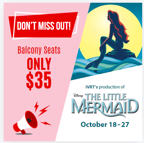 rc_vgcc's tweet photo. Dive into the magic of Disney's The Little Mermaid with our special balcony seating offer! 🌊 All balcony tickets are now just $35! Experience Ariel’s enchanting adventure from a fantastic vantage point. Don’t miss out—grab your tickets now and let your imagination swim! 🧜‍♀️ https://t.co/OO0OtWOkzs