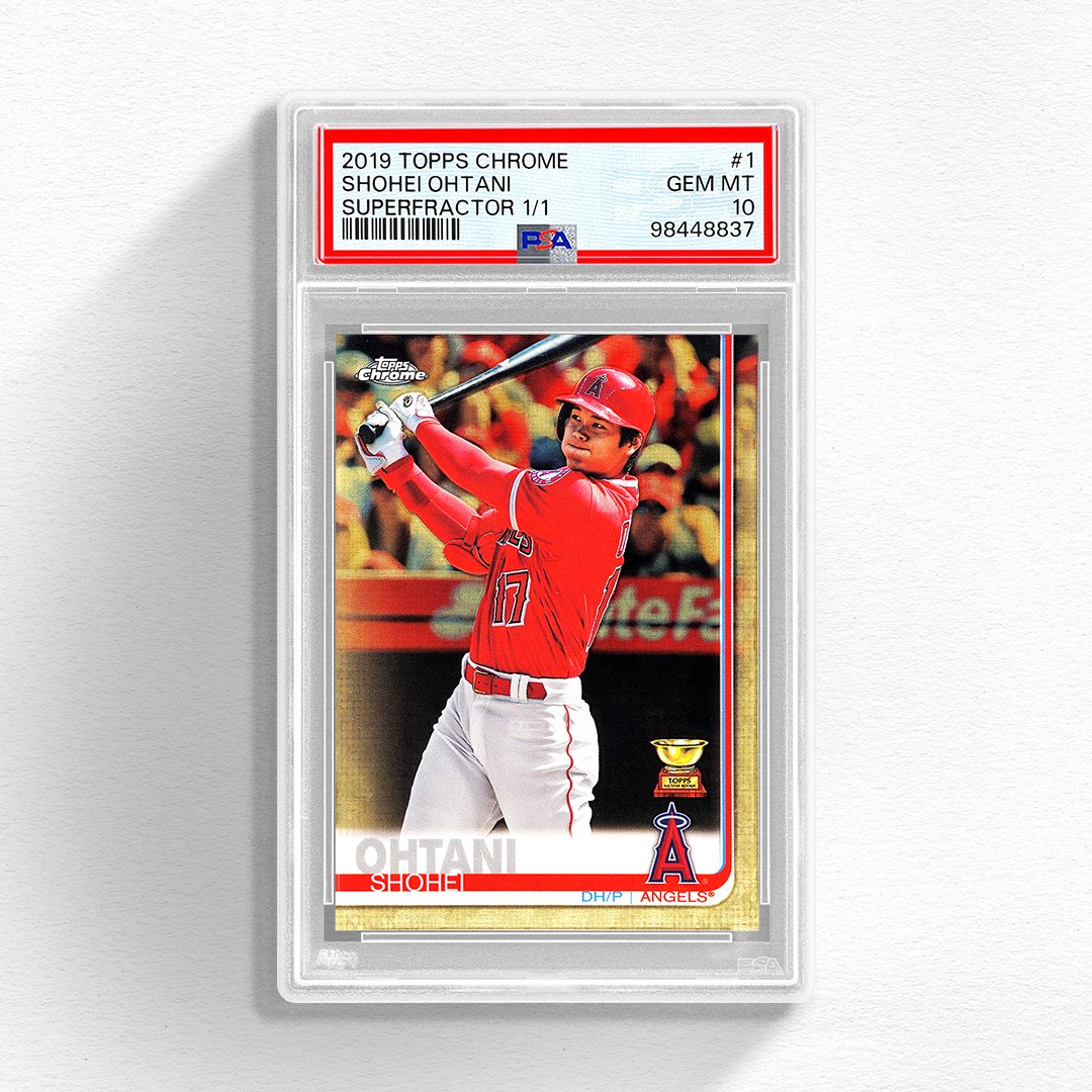 PSAcard's tweet photo. 𝙅𝙐𝙎𝙏 𝙂𝙍𝘼𝘿𝙀𝘿 🤝

Submitted at our Real Sportscards Drop-Off Event in Minnesota this month, this monster pair of Shohei Ohtani Superfractor gems couldn't have surfaced at a better time, just as the 2-way superstar leaves his mark in his first MLB postseason appearance. https://t.co/T8V87cyM0T
