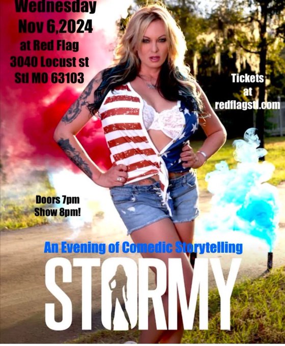 Stormy Daniels - 3 pic. Repost and help me beat Tiny's attempt to silence me (again) because of shadow banning! Selling out these shows appears to really have scared some people https://t.co/6WoaBLzGLz