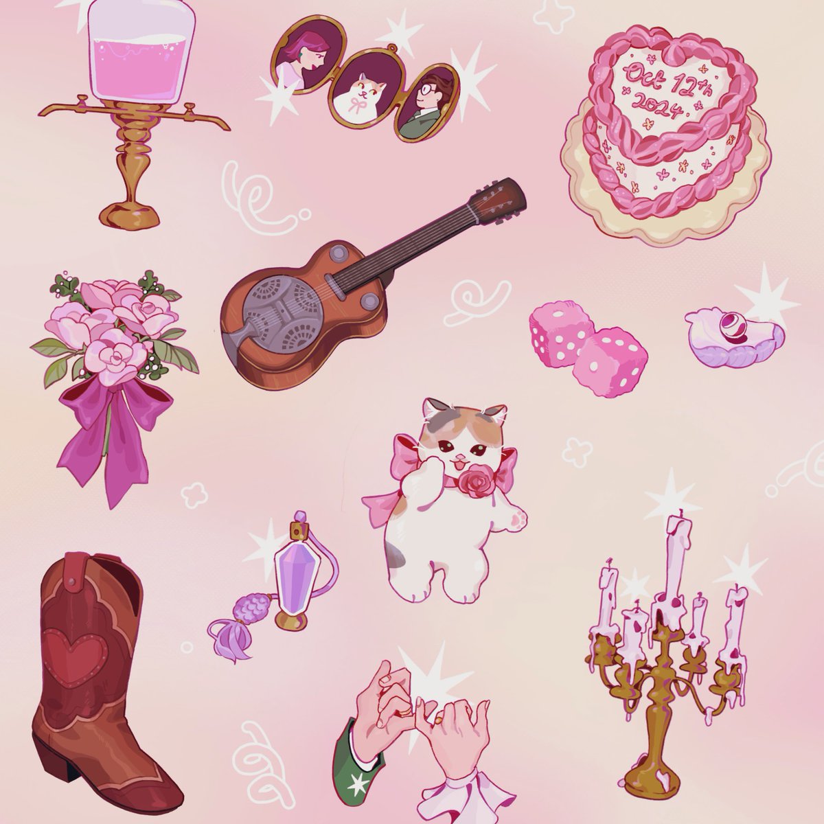 wedding favour stickers I drew for a friend