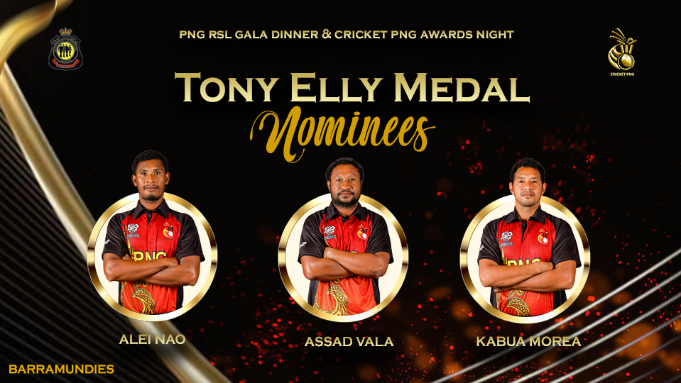 🎉CRICKET PNG AWARDS📣

🎖TONY ELLY MEDAL NOMINEES

The Winner will be announced tonight at the PNG RSL Gala Dinner &amp; Cricket PNG Awards Night

#awardnight #kaiaaruamedal #nominees #cricketpng #galadinner #cricketpngawardsnight