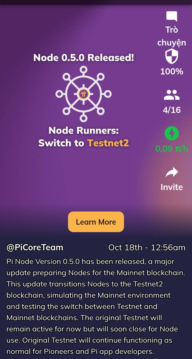 Gim100990's tweet photo. Như vậy là phiên bản node 0.5.0 đã chính thức khởi chạy, đây là một bước tiến quan trọng để tiến tới mạng mở. Theo nguồn tin mình nắm được, mọi người khởi chạy testnet2 hiện tại chưa có phần thưởng node. https://t.co/C1pOosKJHq