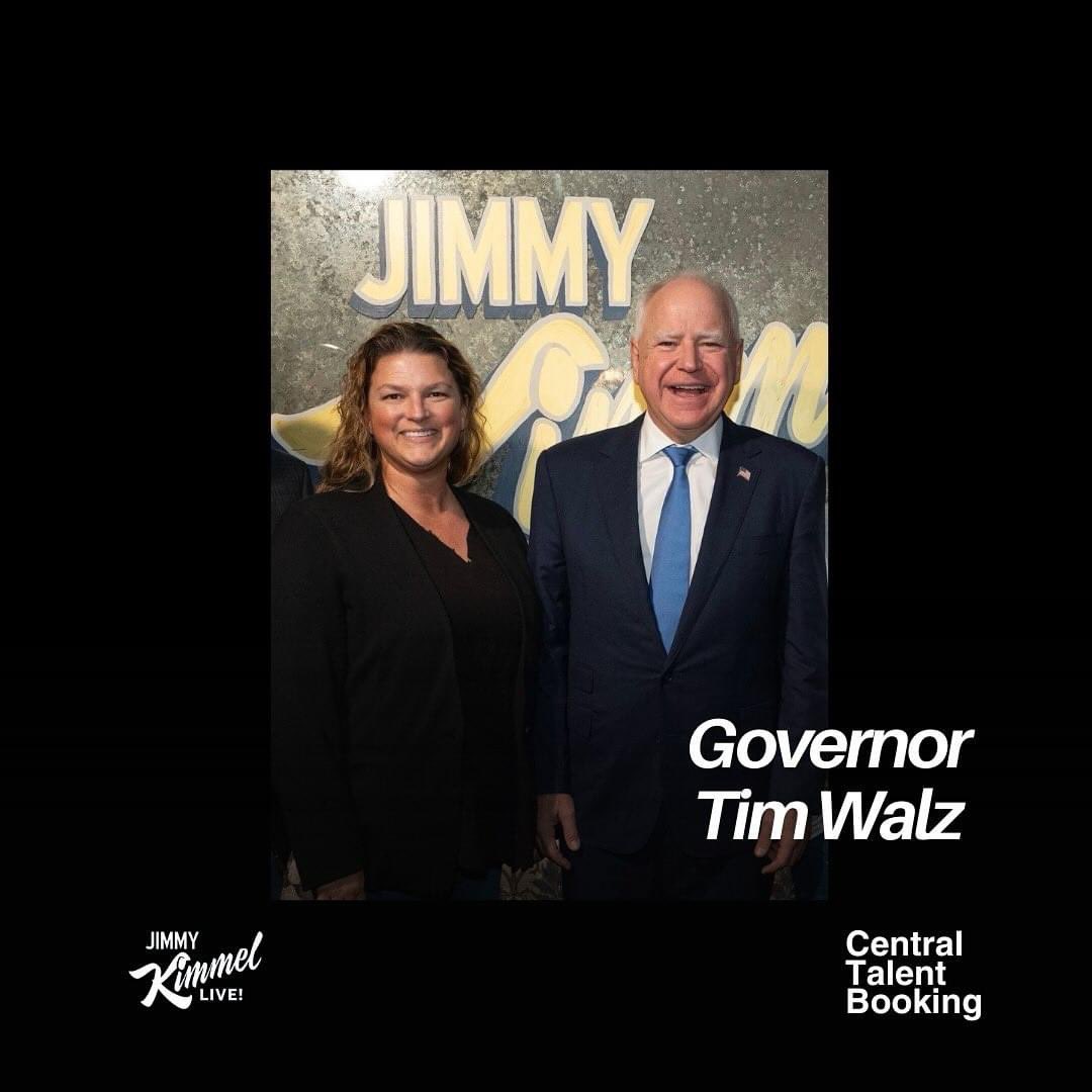 Our very own SVP Kellie gets to meet the Governor from her home state of Minnesota, when he came by for an amazing interview with Jimmy Kimmel Live! 👏

#BookedbyCTB #CTBTeam #TalentBooking