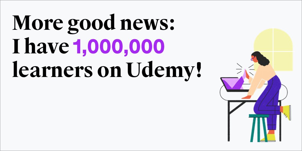 It's been such an amazing journey to 1 Million Learners

#ITeachWithUdemy

I appreciate everyone who is part of this HUGE milestone and for making it happen.

udemy.com/user/lars51/