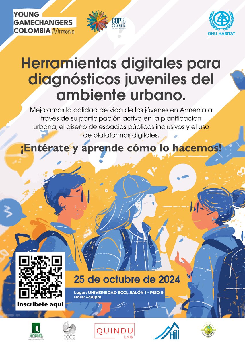 #OctubreUrbano también estará presente en la #COP16Colombia, con la iniciativa <a href="/ygi_colombia/">YGI Colombia</a> y el evento "Herramientas digitales para diagnósticos juveniles del ambiente urbano"

📅 25 de octubre
⏰ 4:30 p.m (GMT-5) 
📍@universidadecci, Cali 
🌎 Regístrate bit.ly/RegWebYGI