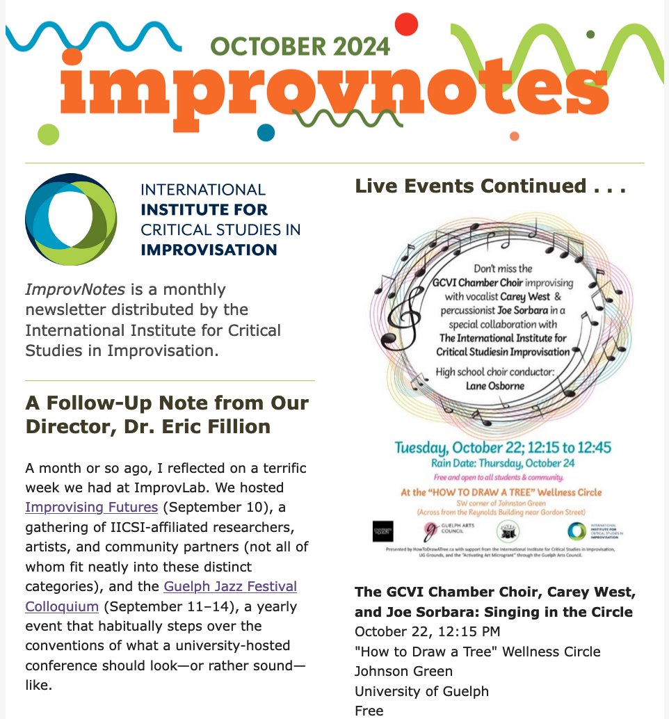 🗞️ IICSI Events, Community Events, IICSI Community Events, and More! 🗞️

October's edition of ImprovNotes is here!

Follow this link to read it: bit.ly/4f8ZA4h

#IICSI #improv #community #uofguelph #arts