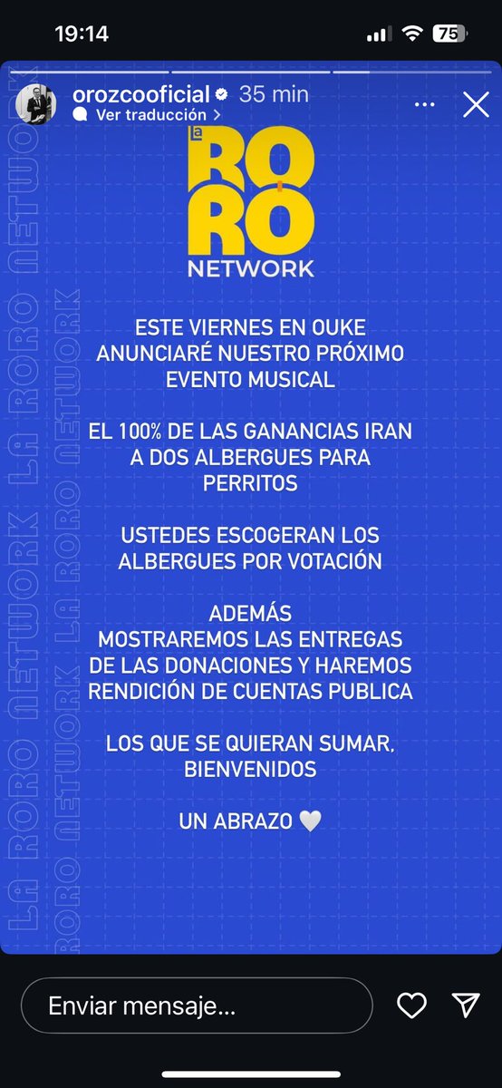 Orozco se las sabe todas!
Luego del chongo con el director de Vaguito, comunica que para su próximo evento el 100% de las ganancias irán a 2 albergues de perros! # OUKE