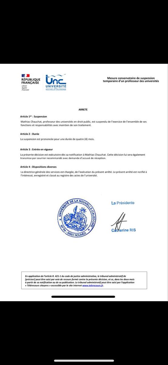 rogerlacanv's tweet photo. Et voilà... @ChauchatM suspendu pour 4 mois par l' @unc_nc "considérant les faits imputés à MC portés à la connaissance ... leur vraisemblance &amp; leur niveau de gravité..." https://t.co/XAcjBTWu9N