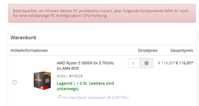 RalGrad's tweet photo. @Mindfactory_de hi, euer Einbauservice erkennt anscheinend keine boxed CPU. Wenn ich mich nicht täusche haben die doch nen Kühler dabei oder? https://t.co/GgcmWoCqf0