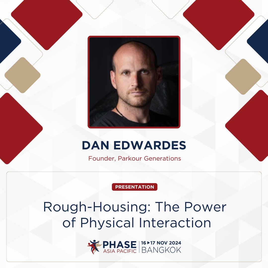 Speaker spotlight! Hear it from Dan Edwardes <a href="/DanEdwardes/">Dan Edwardes</a>  and his presentation on Rough-Housing: The Power of Physical Interaction zurl.co/QgJj at PHASE Asia Pacific 2024 this November. #phaseap24 #PHASEAsiaPacific #Bangkok #NISTSchool #November2024 #PhysicalEducation