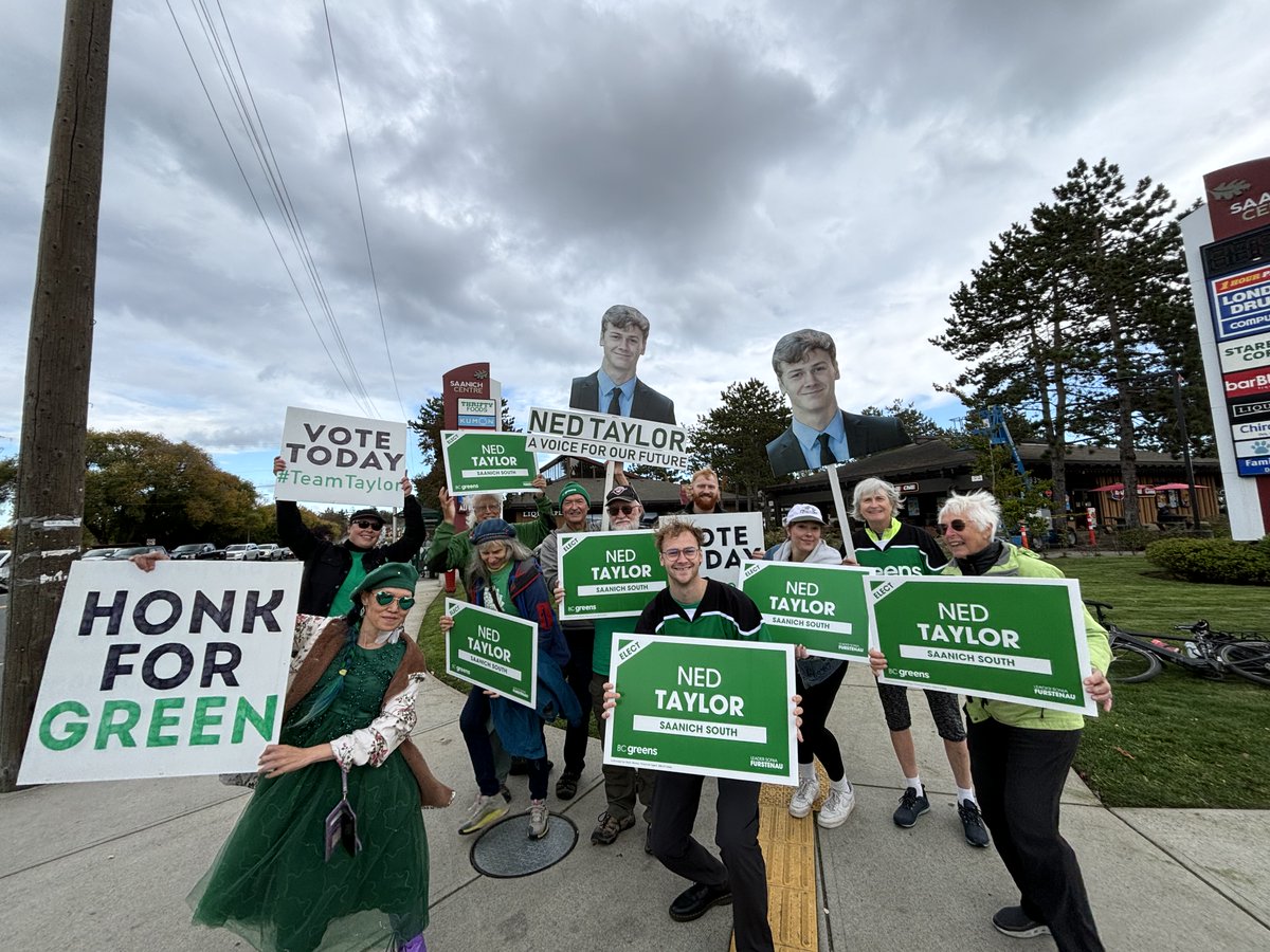 Sign wave yesterday was so good. Thank you for all the honks Saanich ❤️‍🔥 E-Day is fast approaching!!!