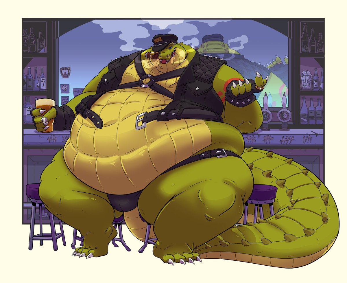 Old emergency commission for Lodoss ft. their friend.

You enter a bar late one night, to find you have caught a gator's attention. What do you do?