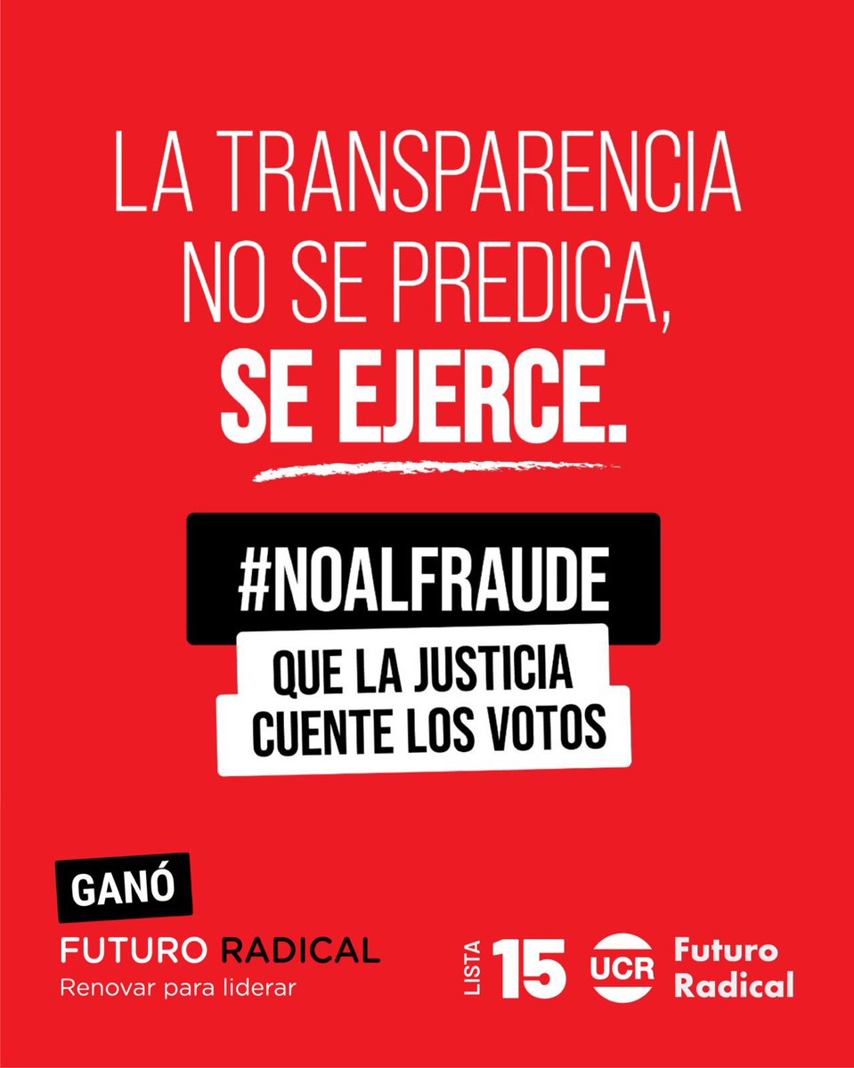 FerPerezQuilmes's tweet photo. La Junta Electoral, manipuló los resultados y torció la voluntad de los radicales bonaerenses. No lo vamos a permitir. Vamos a la justicia. 

#NoAlFraude 
#PedimosTransparencia
#GanóFuturoRadical” https://t.co/5gh8IDINJ9