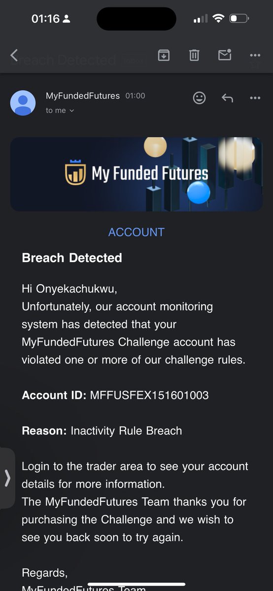 david_melo4's tweet photo. @MyFundedFX i have personal things happening and wasn't in the emotional capacity to trade, been traveling so i haven't traded this account and then got this email today, please help me 
My funded is breached https://t.co/ztnaPgD6JR