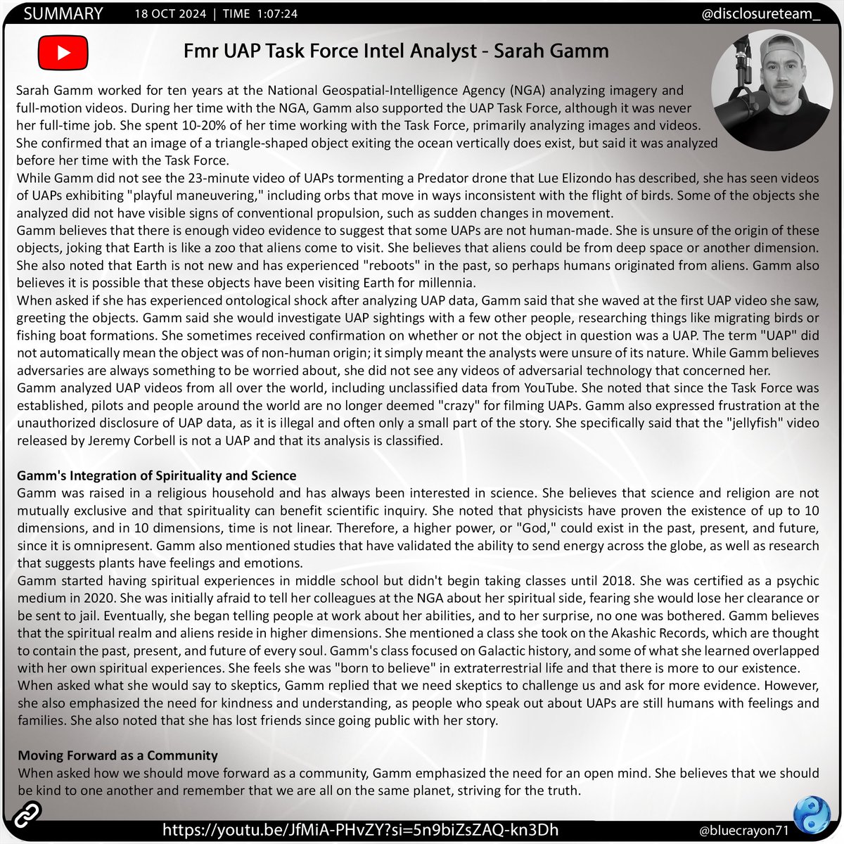 bluecrayon71's tweet image. Fmr UAP Task Force Intel Analyst - Sarah Gamm @disclosureteam_

🔗youtu.be/JfMiA-PHvZY?si…

#UAP #UAPTaskForce #SarahGamm #IntelligenceAnalyst #NGIA #NonHumanTechnology #Extraterrestrial #Interdimensional #CryptoTerrestrial #Spirituality #PsychicMedium #NDE #QuantumPhysics