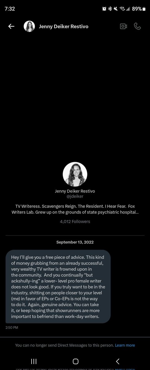 ALSO since blocked folk will be viewable again maybe I can see the reactions from this gem of a DM. If anyone knows Ole WGAMTG (iykyk) Jenny tell her Zeus said to lick my butterscotch butthole.