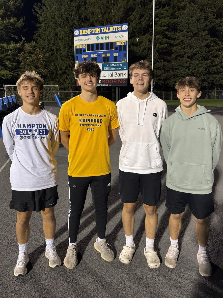 HamptnBoysSocr's tweet photo. Congratulations to our four all-section players- Carson Colvin, Gavin Guinn, Caden Muchenski, and Xavier Ware. Matteo Sciulli also received honorable mention recognition. Well done and well deserved, boys. Let’s go!  ⁦@HTSDAthletics⁩ ⁦@pghsoccernow⁩ https://t.co/pyFCjaVcic