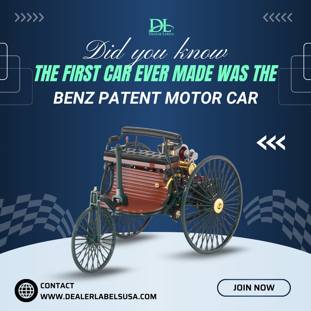 DealerLabels's tweet image. Did you know the first car ever made was the Benz Patent Motor Car? 🚗 It was built in 1885 by Karl Benz and had only three wheels! This innovative creation paved the way for the modern vehicles we drive today.
#AutoDealerships #BuyersGuides #dealershiptools #dealerlabels