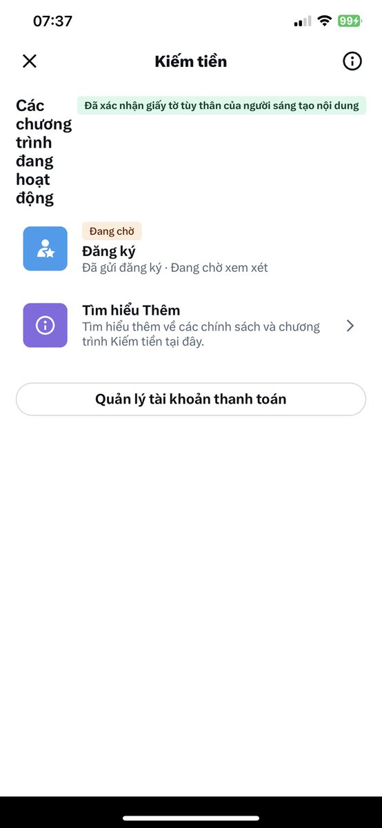 Good Morning anh em!
Chuyện là tích xanh đã về với mình rồi mà phần này vẫn đang chờ duyệt😢
Với sao của mình cũng mất dòng chia sẻ doanh thu rồi nhỉ.