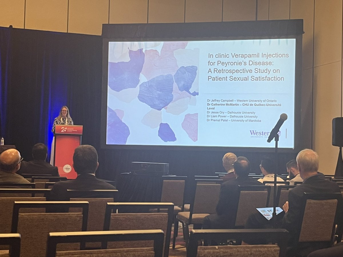 Jeff Campbell, MD, MPH (@jdcampbell_md) on Twitter photo Previous fellow Catherine McMartin representing Canada at #SMSNA24
Presenting (in English) on multi-centre use of verapamil to treat #peyroniesdisease
<a href="/westernuUrology/">Western Urology</a> <a href="/PremalPatelMD/">Premal Patel, MD</a> <a href="/jesse_ory/">Jesse Ory</a> <a href="/CanUrolAssoc/">Canadian Urological Association</a> <a href="/DalUrology/">DalUrology</a> <a href="/ManitobaUrology/">Manitoba Urology</a> #MensHealth Previous fellow Catherine McMartin representing Canada at #SMSNA24
Presenting (in English) on multi-centre use of verapamil to treat #peyroniesdisease
<a href="/westernuUrology/">Western Urology</a> <a href="/PremalPatelMD/">Premal Patel, MD</a> <a href="/jesse_ory/">Jesse Ory</a> <a href="/CanUrolAssoc/">Canadian Urological Association</a> <a href="/DalUrology/">DalUrology</a> <a href="/ManitobaUrology/">Manitoba Urology</a> #MensHealth