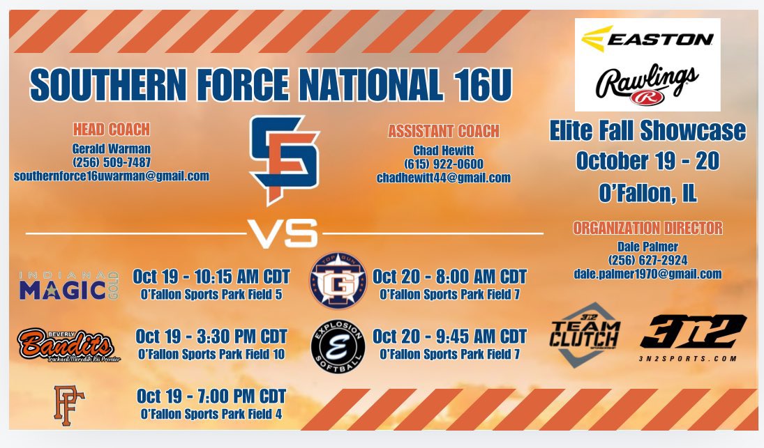 Chloe St.Clair (@chloestclair2) on Twitter photo Come check us out this weekend in Illinois!! ππ§‘π€ <a href="/Coach_Ricketts/">Samantha Ricketts</a> <a href="/MrCoachTbratt/">Tyler Bratton, M.S.</a> <a href="/CoachHawkinsUNA/">Whitney Hawkins</a> <a href="/UACoachMurphy/">Patrick Murphy</a> <a href="/BclarkUSA/">Becky Clark</a> <a href="/Jamie_Trachsel/">Jamie Trachsel</a> <a href="/UGACoachTony/">Tony Baldwin</a> <a href="/coachangelbrown/">Angel Brown</a> <a href="/jjpower19/">Joshua Johnson, PhD</a> <a href="/SF16UWarman/">Southern Force National- 16U Warman</a> <a href="/JoeGuth08812179/">Joe Guthrie</a> <a href="/CamdenDecker/">Camden Decker</a> Come check us out this weekend in Illinois!! ππ§‘π€ <a href="/Coach_Ricketts/">Samantha Ricketts</a> <a href="/MrCoachTbratt/">Tyler Bratton, M.S.</a> <a href="/CoachHawkinsUNA/">Whitney Hawkins</a> <a href="/UACoachMurphy/">Patrick Murphy</a> <a href="/BclarkUSA/">Becky Clark</a> <a href="/Jamie_Trachsel/">Jamie Trachsel</a> <a href="/UGACoachTony/">Tony Baldwin</a> <a href="/coachangelbrown/">Angel Brown</a> <a href="/jjpower19/">Joshua Johnson, PhD</a> <a href="/SF16UWarman/">Southern Force National- 16U Warman</a> <a href="/JoeGuth08812179/">Joe Guthrie</a> <a href="/CamdenDecker/">Camden Decker</a>