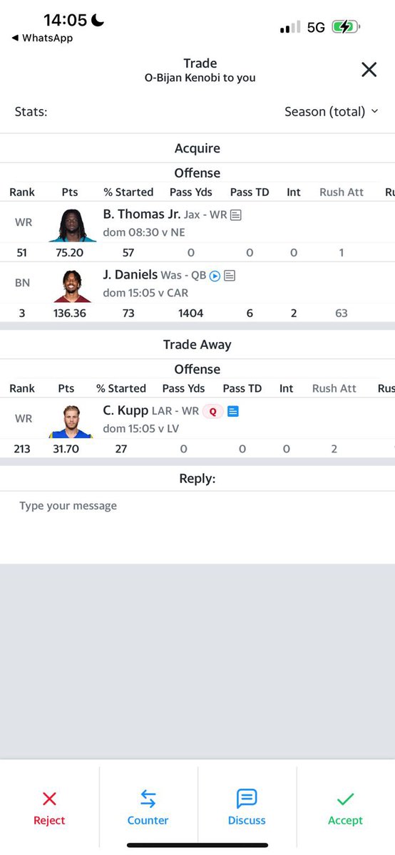 BVK2602's tweet photo. @17gamepace 2 trades in redraft half ppr.
dropped wicks https://t.co/vuebH7brLB