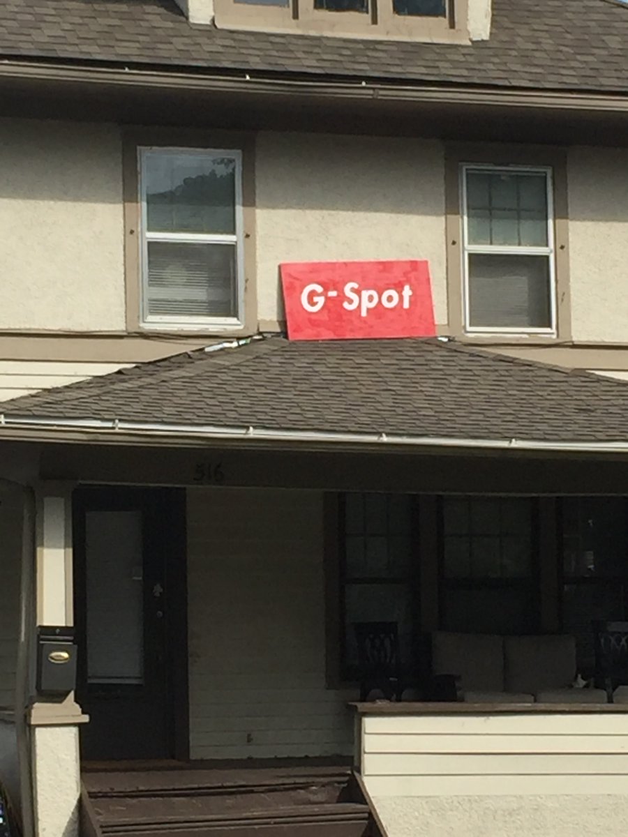 People sometime ask me how I can stand living in a neighborhood that has student rentals. It's the little things like this. (The boys throw things to try and hit it.)